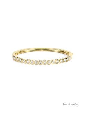 Chunky Hinged Bangle Bracelet, 14K Gold Filled, Hidden Safety Clasp